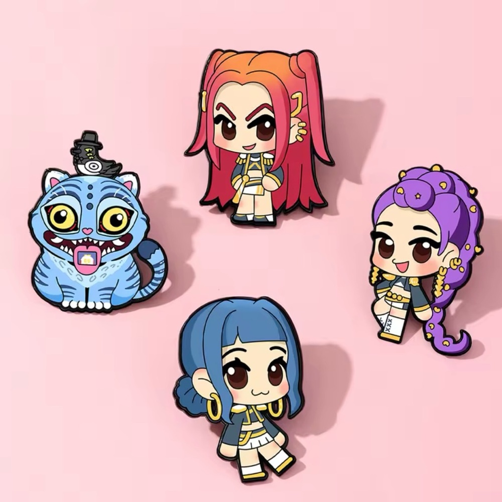 4 Pcs Enamel Pins Kpop Demon Hunters Huntrix Rumi Zoey Mira